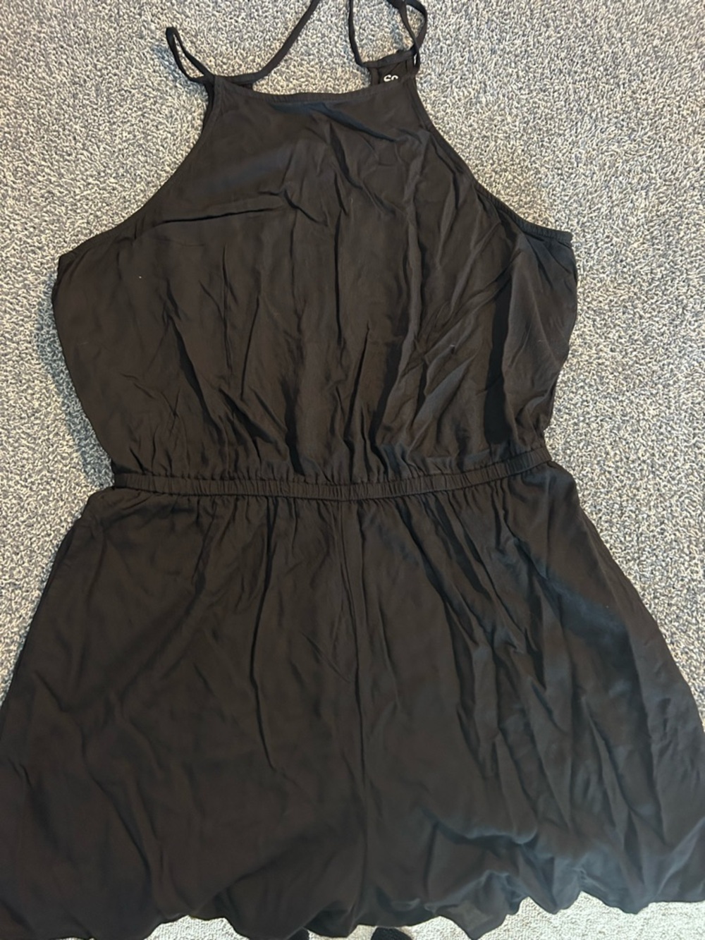 SO Black High-Neck Elastic Waist Shorts Romper